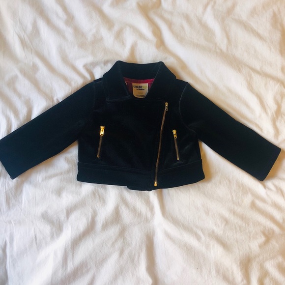 Velvet like black jacket, gold accents - 12 months - Picture 1 of 4